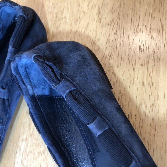 Blue Suede Leather Ballet Flats J Crew Ribbon Bow  Slip On Italy Women's… - Picture 4 of 10